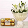 "Pure Elegance" White Lilies & Ferrero Rocher Gift (16ct)
