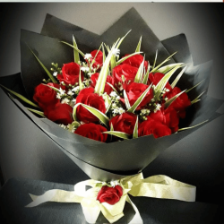 Modern 12 Red Roses Black Wrap Sri Lanka