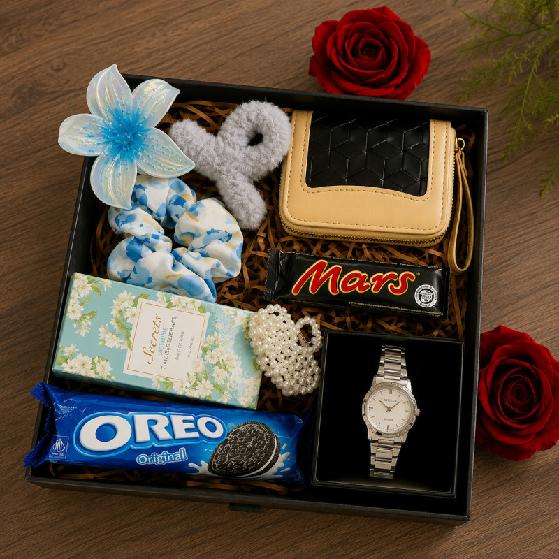 Silver Bloom Charm Hamper – Elegant Gift Box for Her Sri Lanka