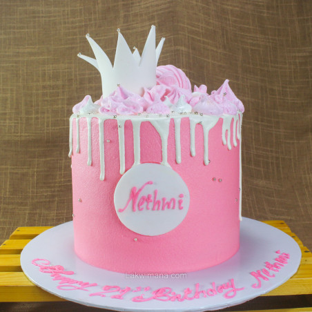 Royal Pink Crown Drip Cake (1.5kg) - Birthday Cake Delivery Sri Lanka