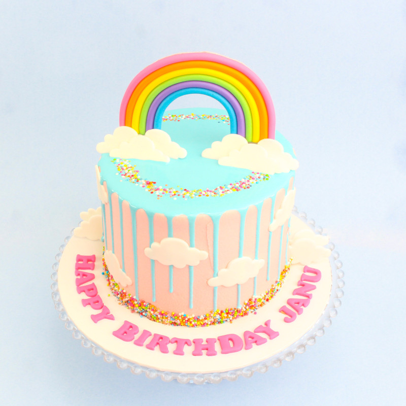 Rainbow & Clouds Birthday Cake (1.5kg) - Online Delivery Sri Lanka