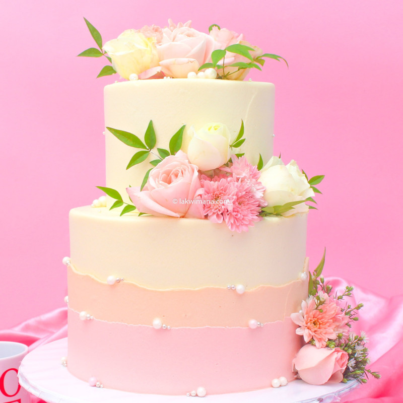 Two-Tier Floral Wedding & Anniversary Cake (3kg) - Imogifts