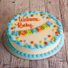 Custom "Welcome Baby Jackson" Bunting Cake - imogifts.com