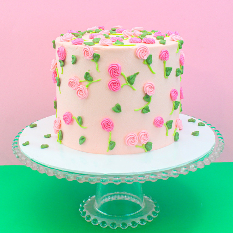 Order Custom Peach & Pink Buttercream Rose Vine Cake | imogifts.com