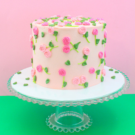 Order Custom Peach & Pink Buttercream Rose Vine Cake | imogifts.com