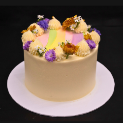 Rainbow Floral Birthday Cake for Wife - Imogifts