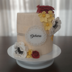 Rustic Wood-Texture Celebration Cake